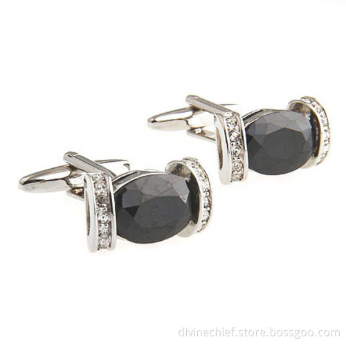 Custom High End Cufflinks , Inlaid Ziron Stones Men Cufflinks For Gift